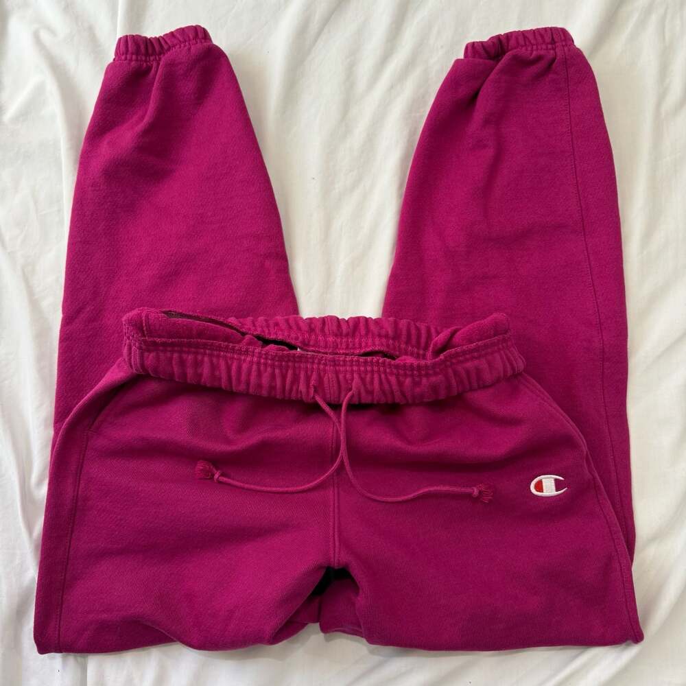 Champion Reverse Weave Women's Pink Magenta Drawstring Sweatpants Joggers Small